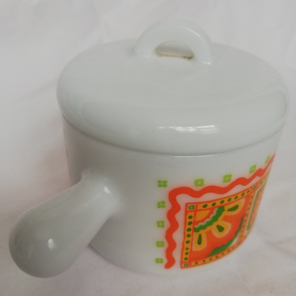 1970´s Avon patchwork print milk glass candle holder/trinket dish - Picture 5 of 5